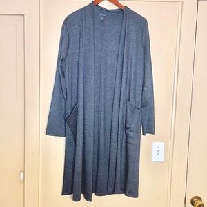 Eileen Fisher Slate Blue Open-Front Long Cardigan